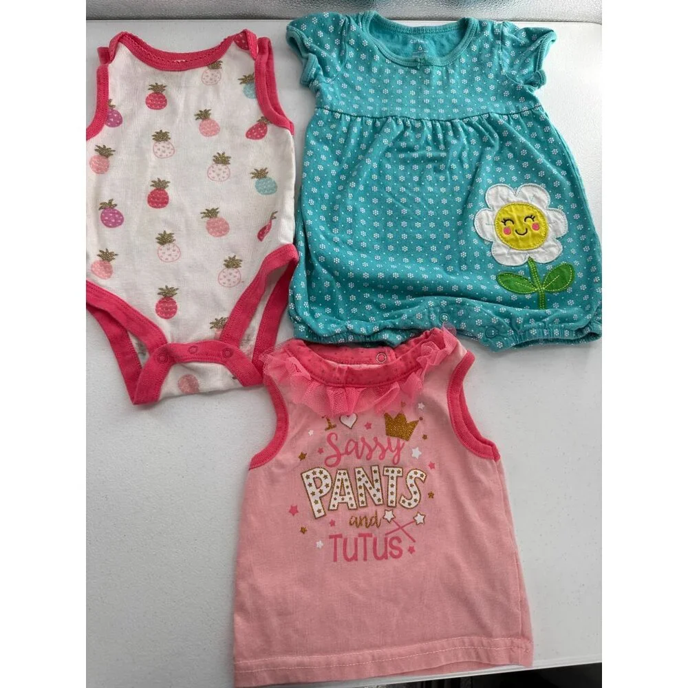 Baby Girls Assorted One piece & Shorts Bundle - Sizes‎ 6M Cotton Blend 15 Piece